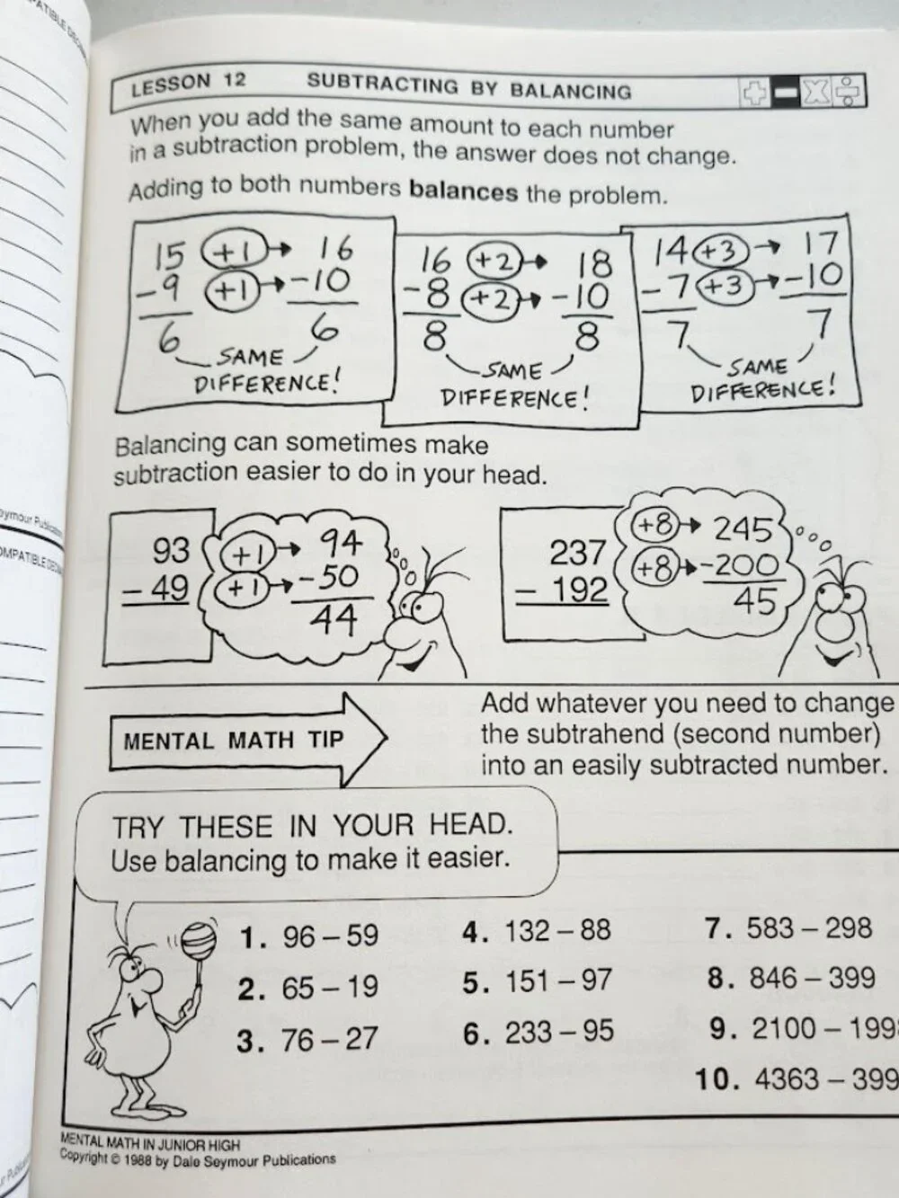 Mental Math in Junior High Workbook Grades 7-9 Paperback Activity Book Mathemati
